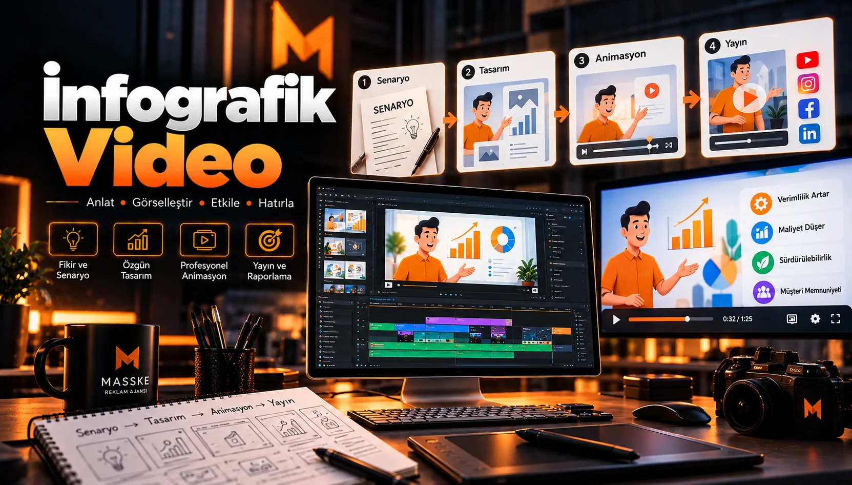 İnfografik Videolar hizmeti için Anlat - Görselleştir - Profesyonel Animasyon - Hatırla