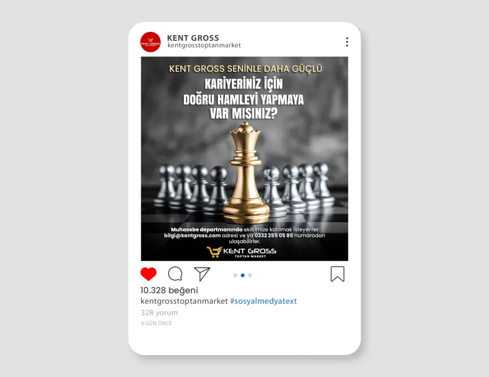 KENT GROSS sosyal medya tasarımları çalışması